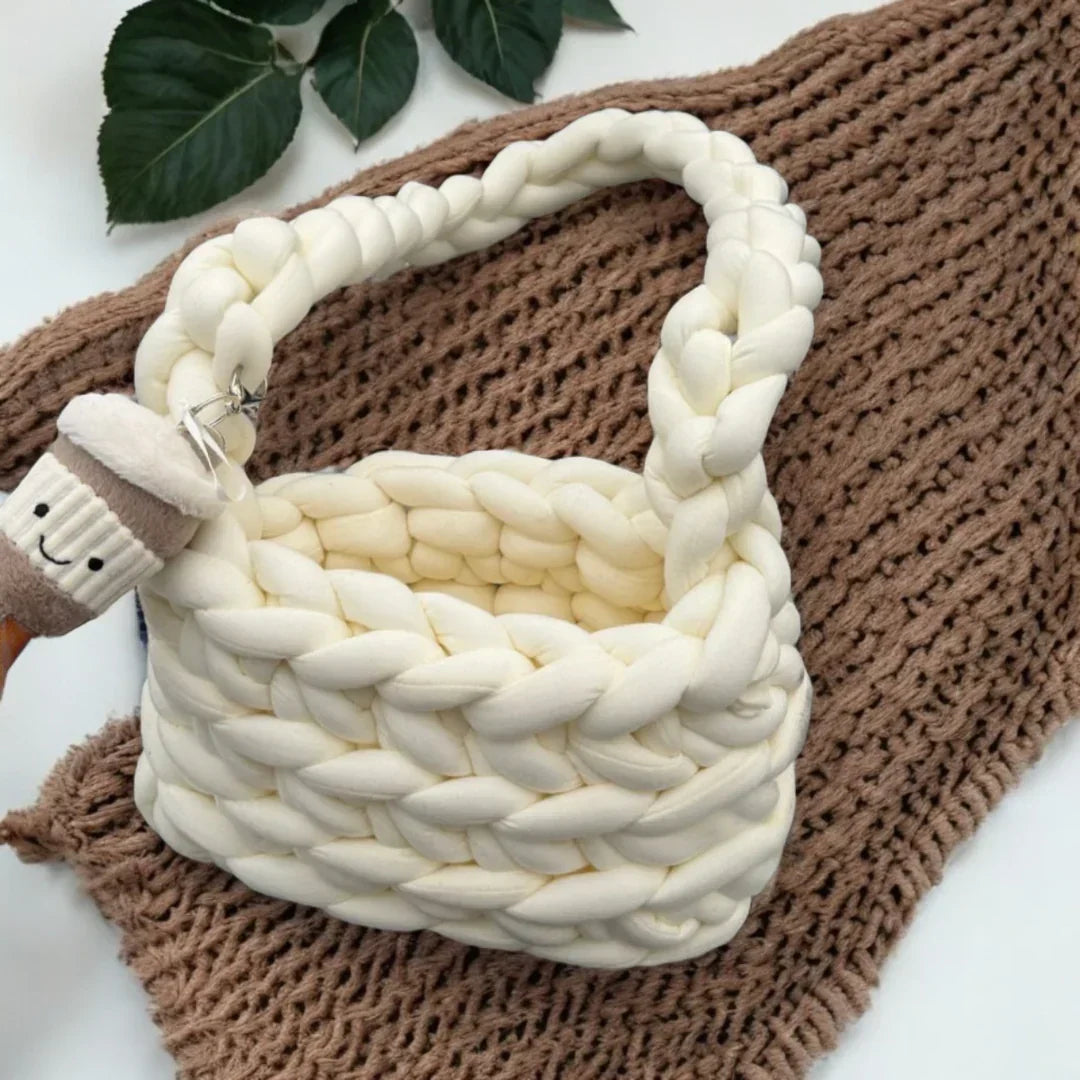 Camille | Dusty Pink Chunky Knit Bag