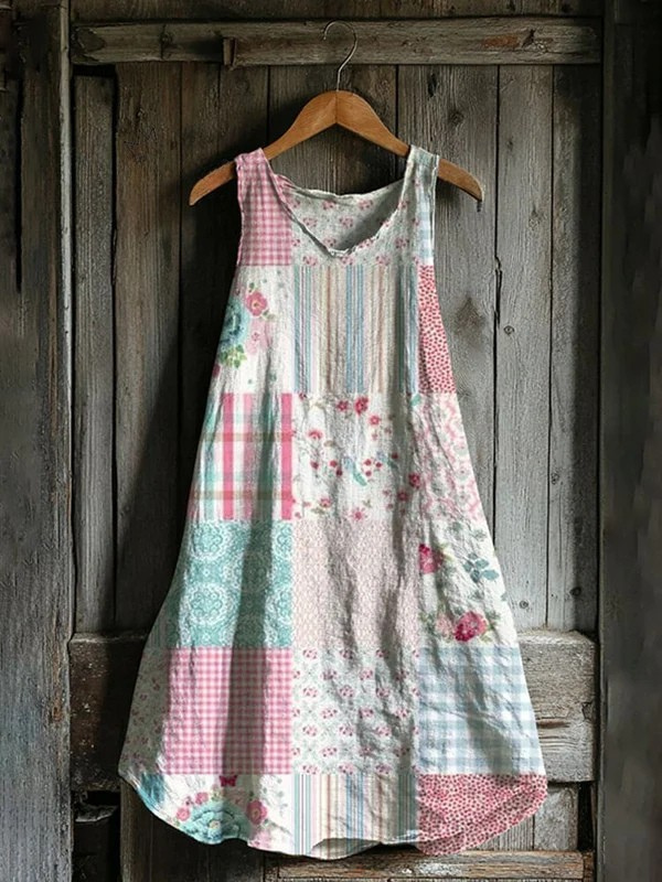 Honeysett | Vintage Floral Geometric Art Tank Dress