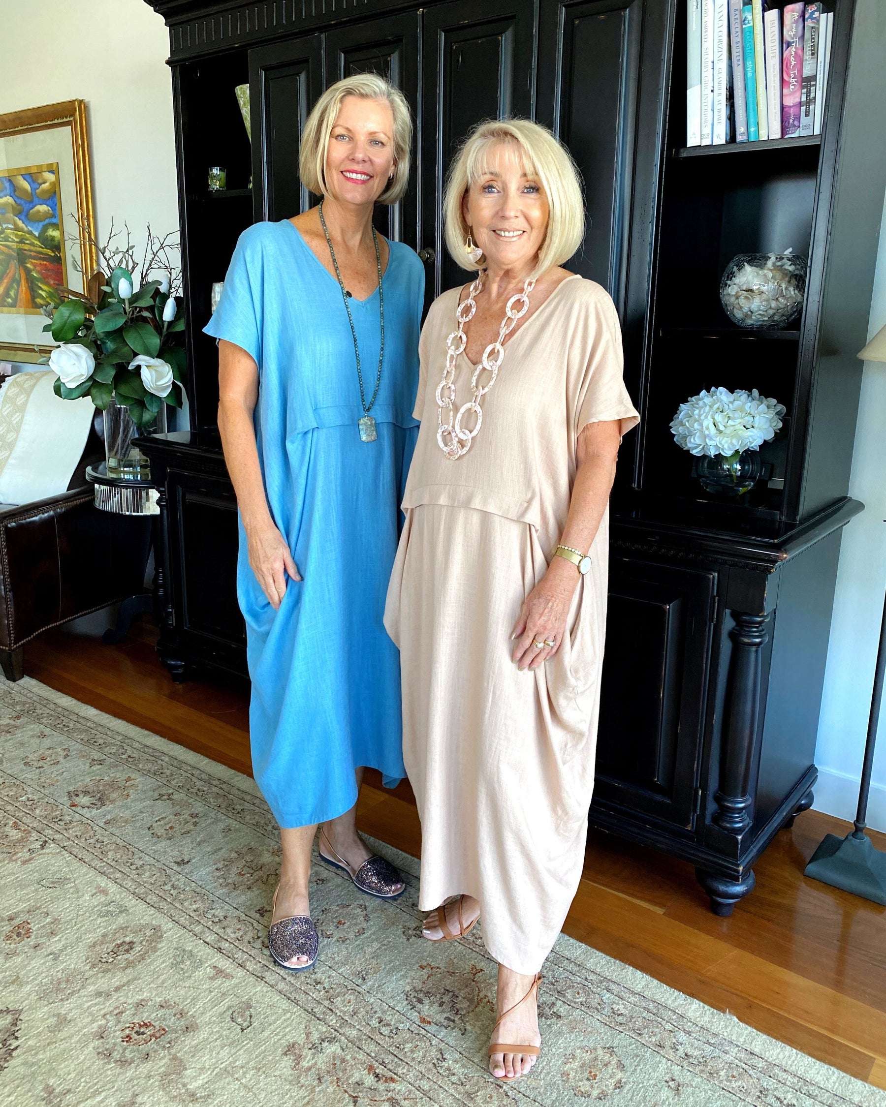 Sophia | Waterfall Linen Midi Dress