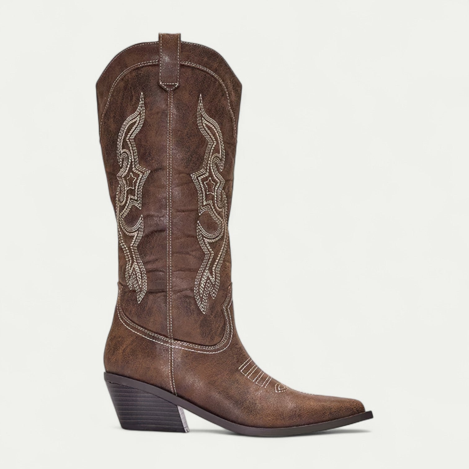 Mella | Western Calf High Pointed Toe Boots for Women