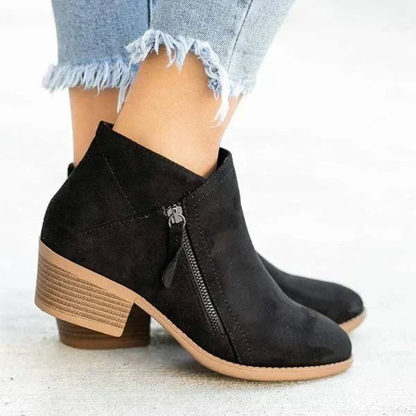 Mona | Women’s Ankle Boots | Side-Zip Design with Low Heel