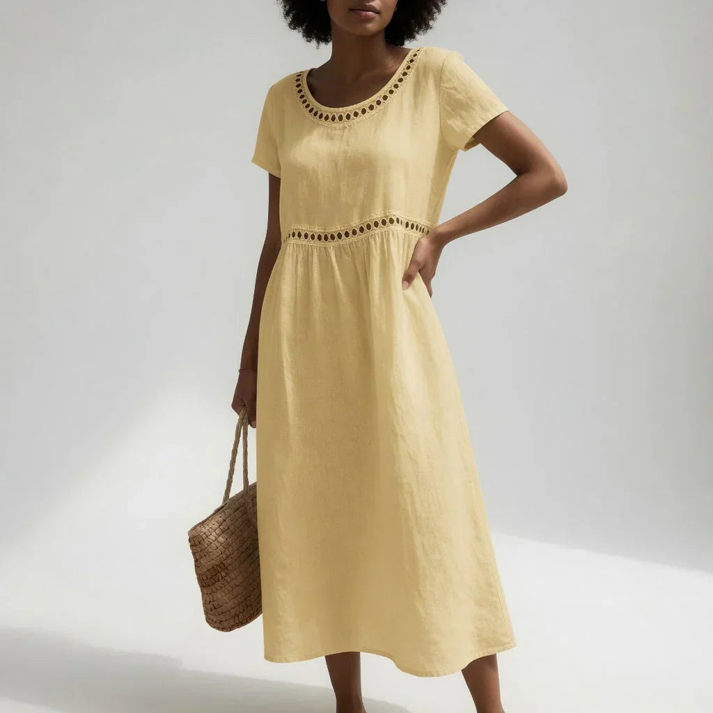 Florence | Yellow Embroidered Airy Dress