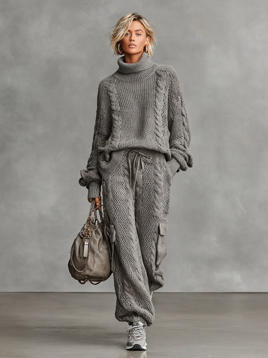 Leah | Casual Cable Knit Turtleneck