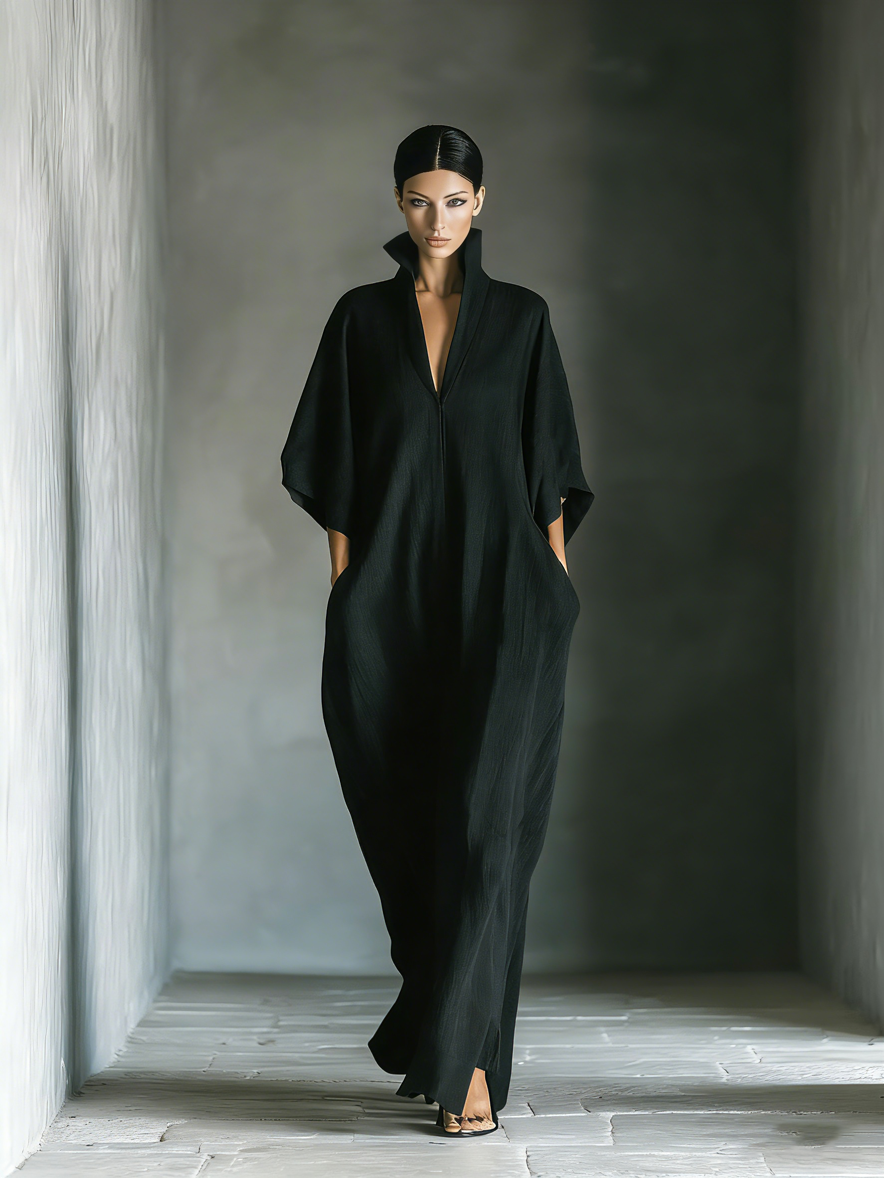 Dahlia | Black Cotton Blend Fabric