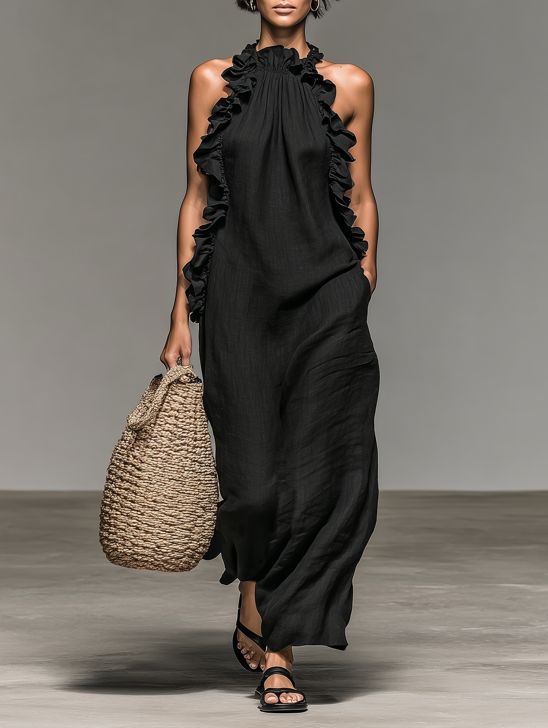 Ariel | Linen-blend Sleeveless Maxi Dress