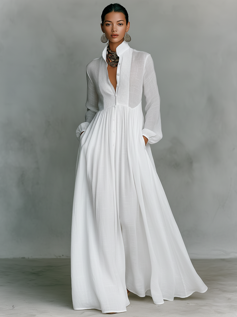 Agnes | Cotton Linen Patchwork Single-breasted