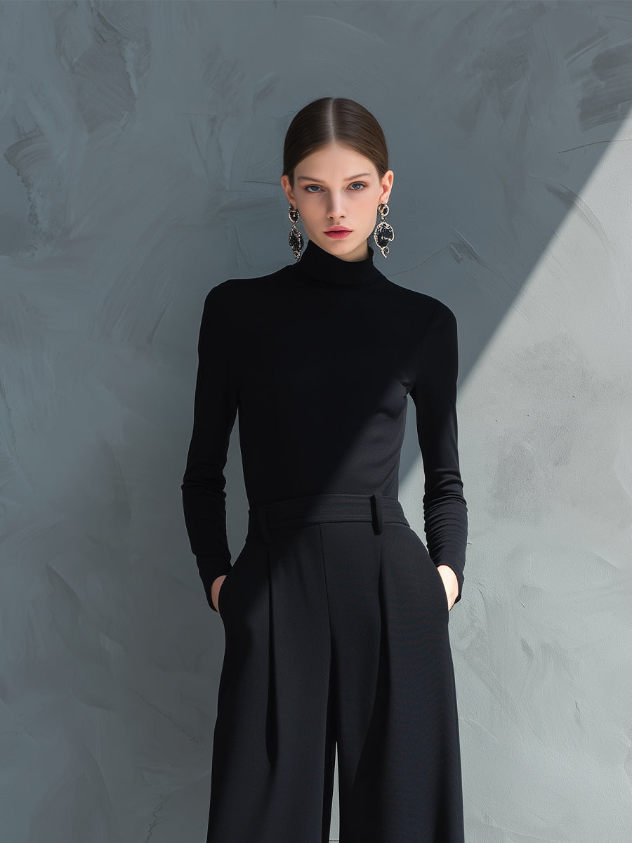 Sarah | Black Classic Knit Turtleneck