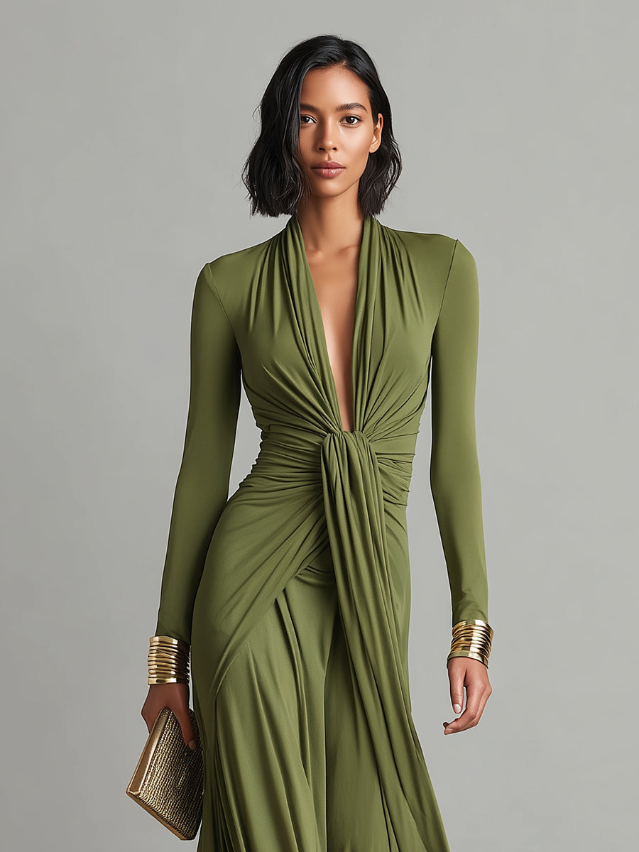 Georgia | Olive Silky Stretchy Dress