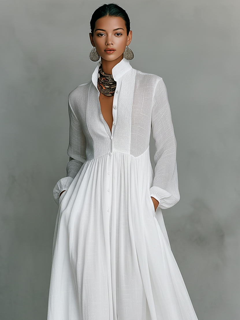 Agnes | Cotton Linen Patchwork Single-breasted