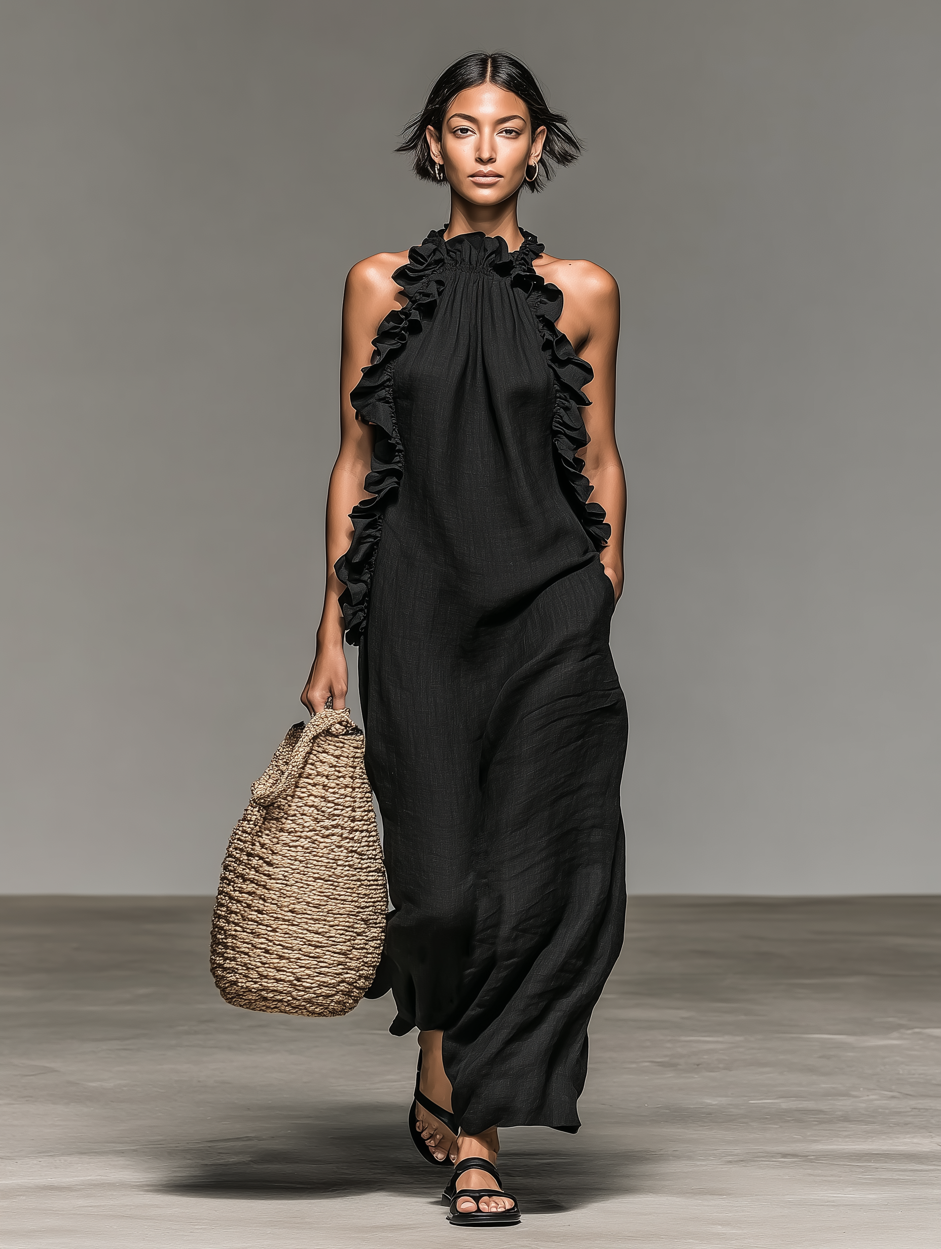 Ariel | Linen-blend Sleeveless Maxi Dress