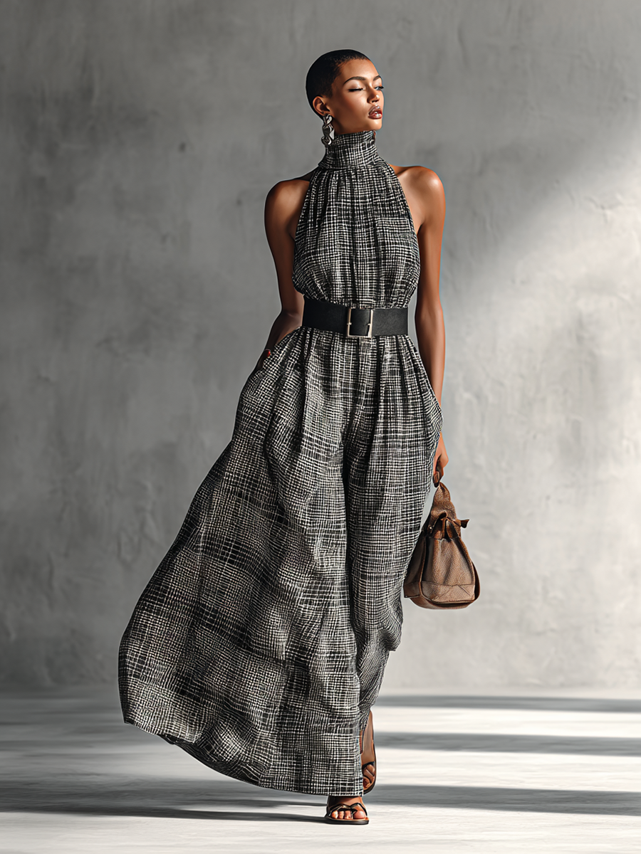 Val | Plaid High Collar Sleeveless