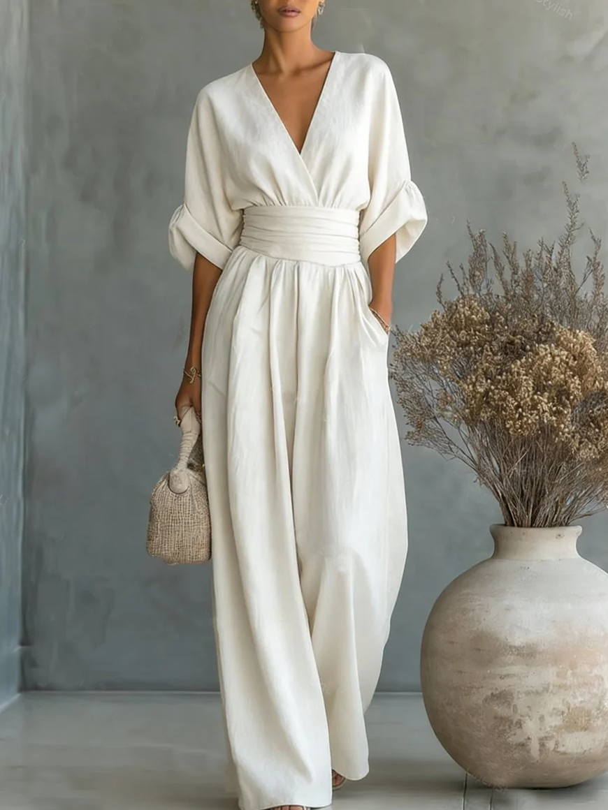 Maya | V-Neck High-Waisted Jumpsuit