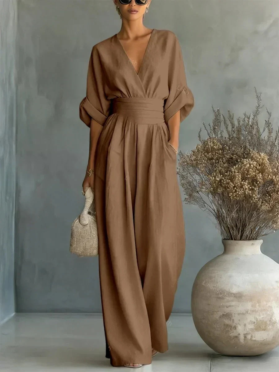Maya | V-Neck High-Waisted Jumpsuit