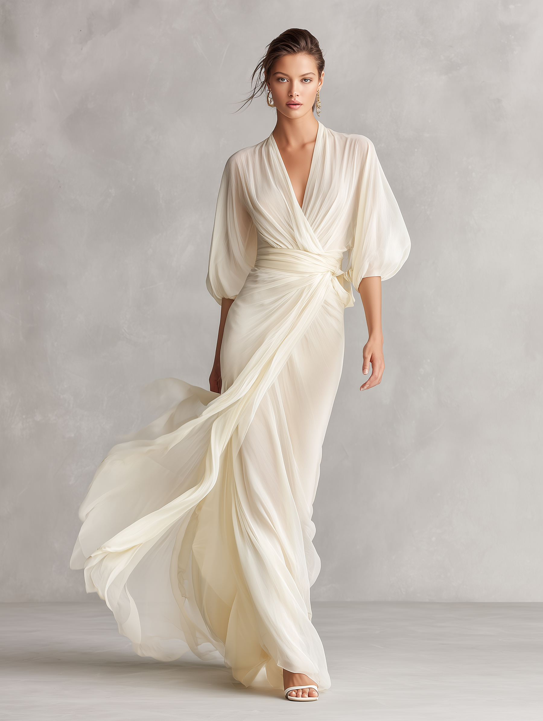 Hazel | Ivory Sheer Chiffon Dress