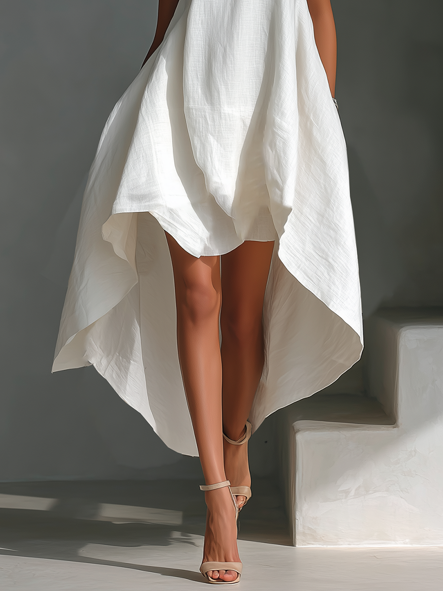 Avery | White Linen Fabric Sleeveless