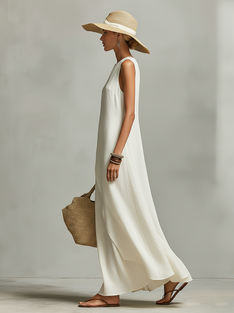 Audrey | Ivory Breathable Linen Dress