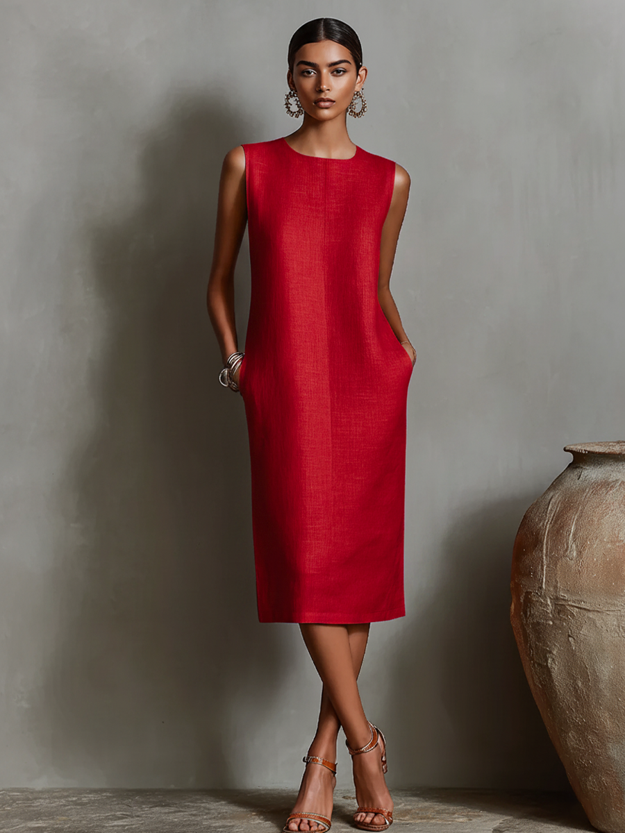 Amara | Orange Linen Shift Dress