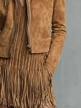 Bel | Fashion Cropped Suede Lapel