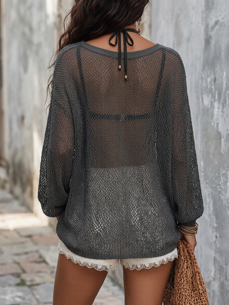 Yasmin | Elegant Lightweight Vacation Smoke Grey Knit