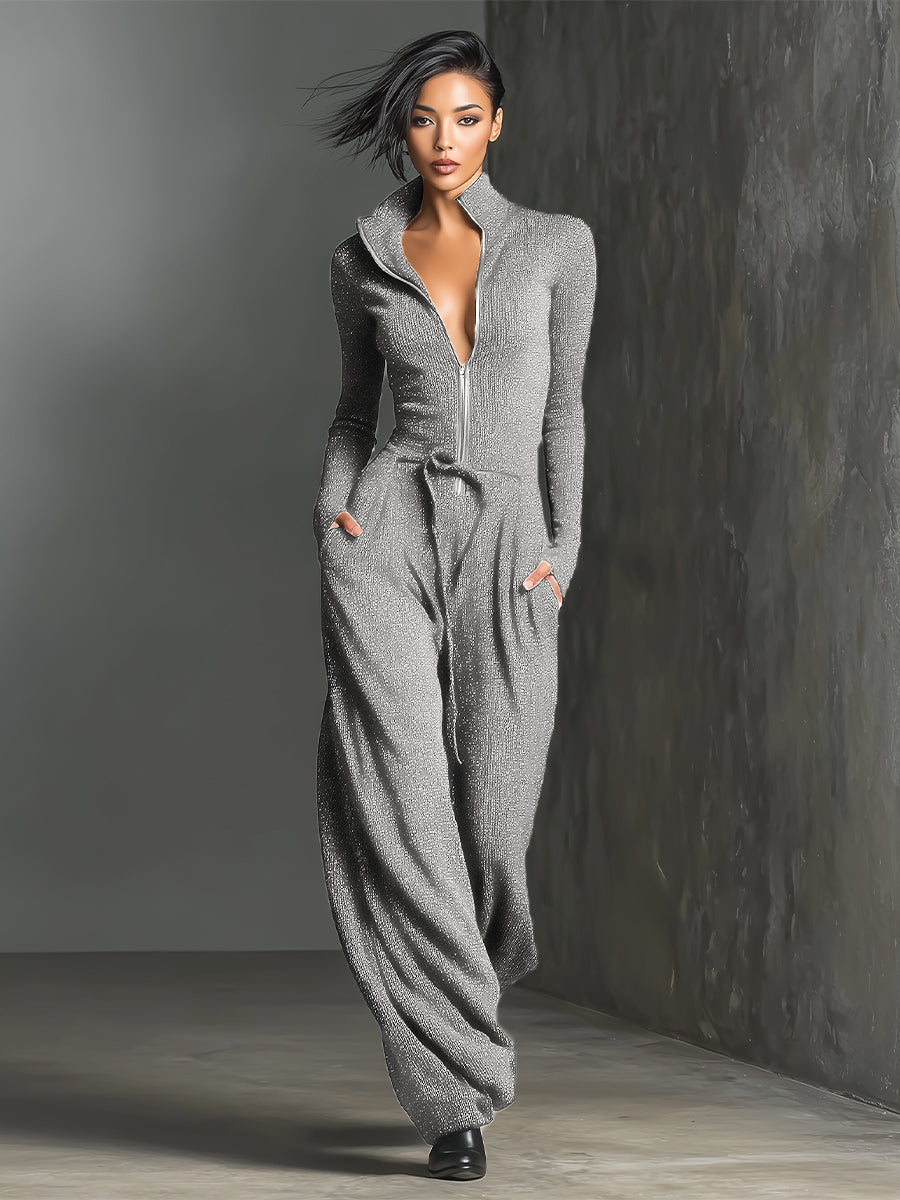 Stella | Elegant Knit Sparkling Zipper
