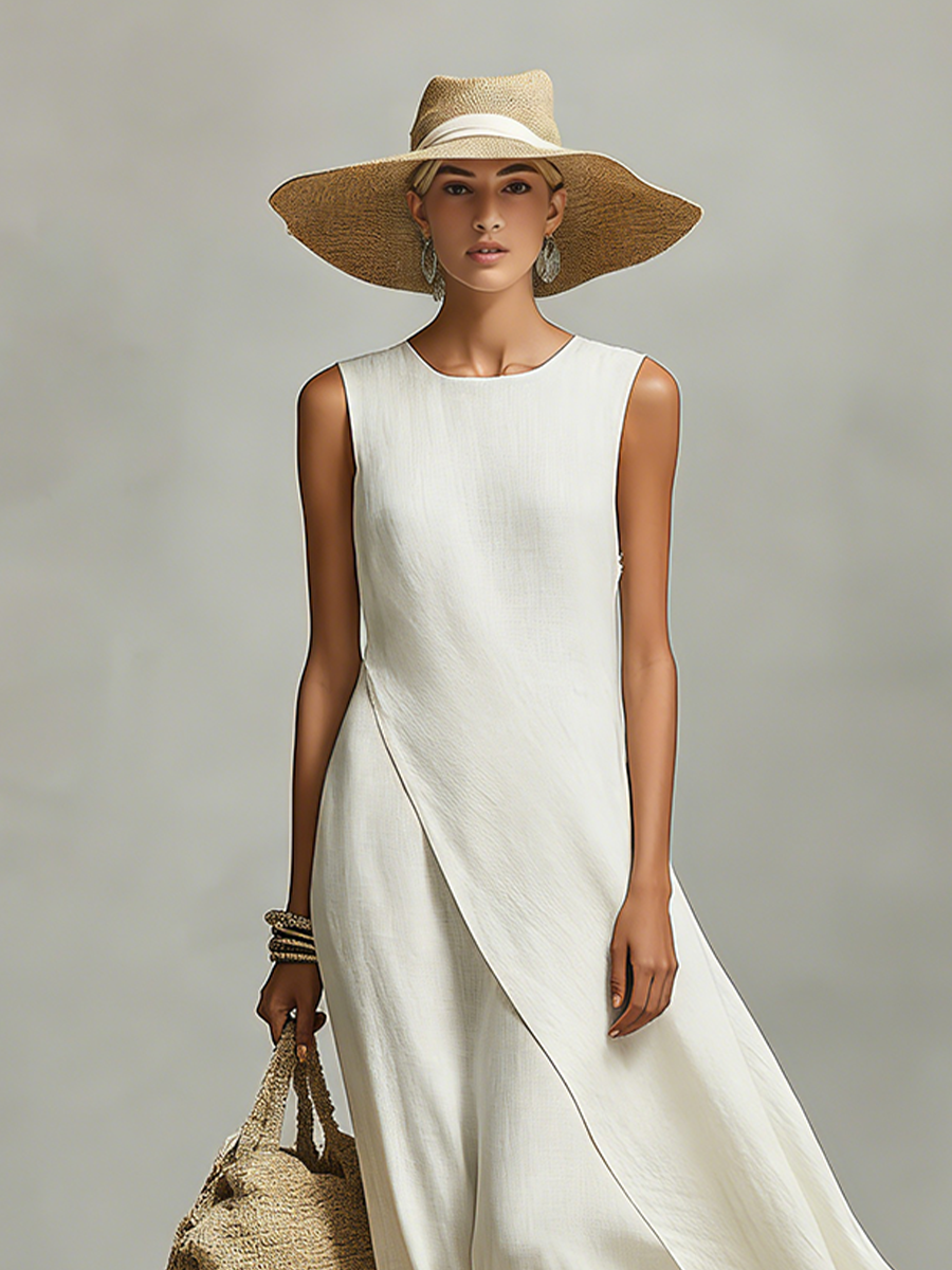 Audrey | Ivory Breathable Linen Dress