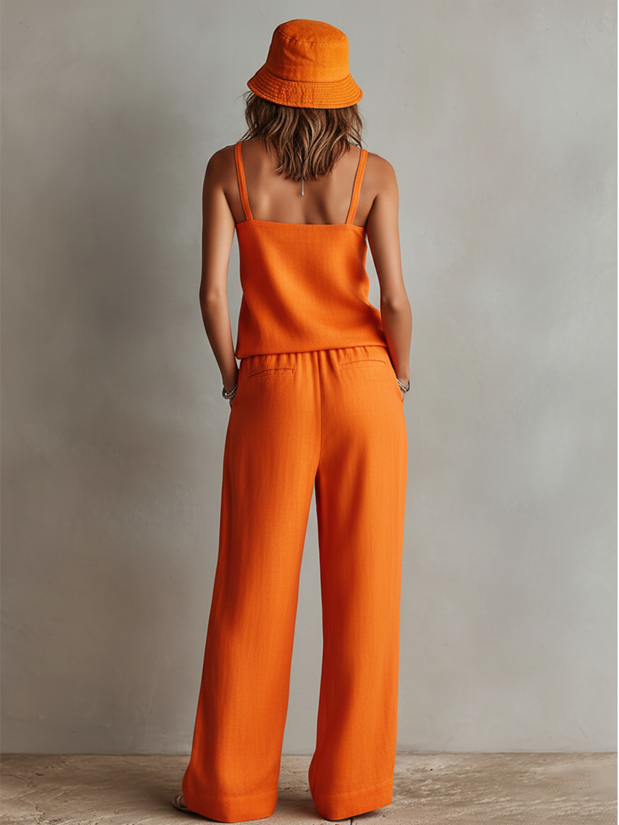 Aurora | Orange Linen Two-Piece Set