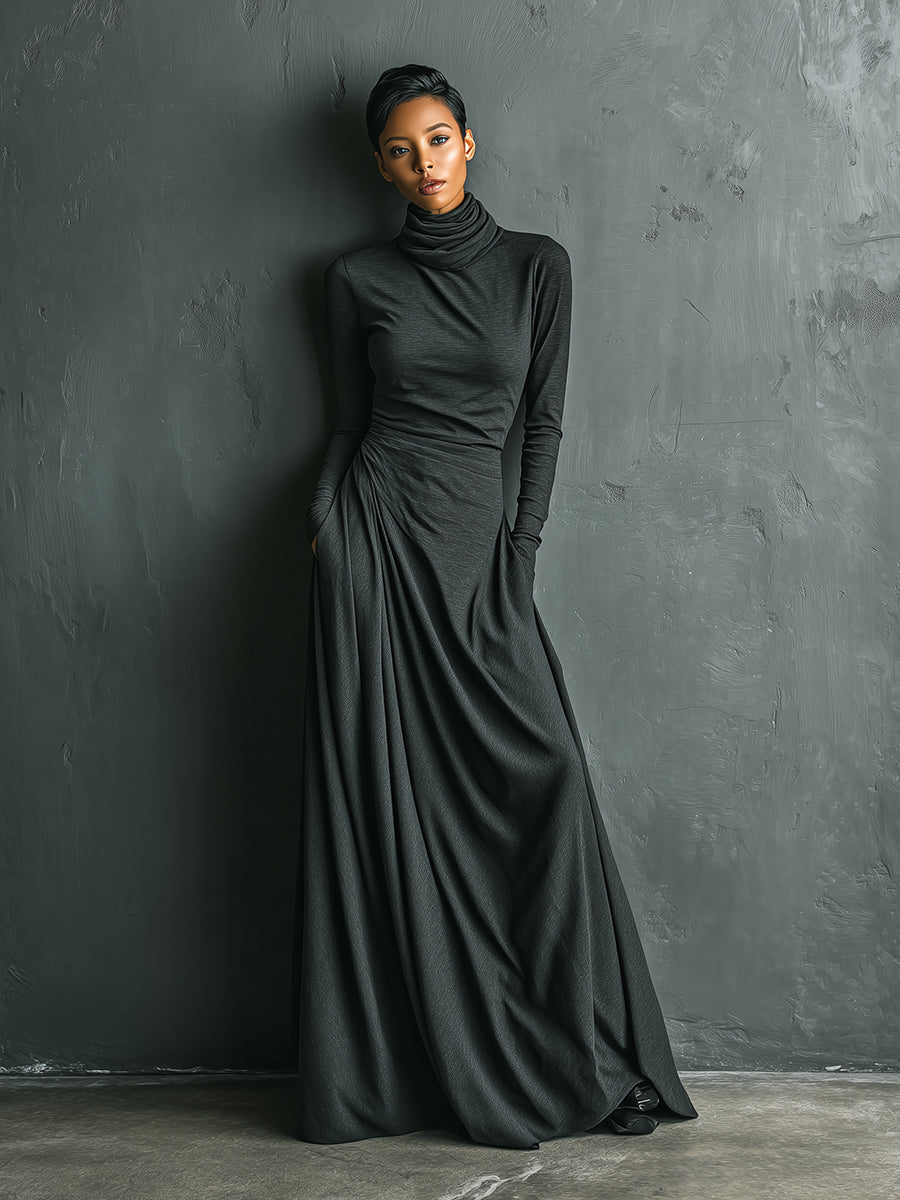 Rosie | Charcoal Elegant Stretch Polyester-Cotton