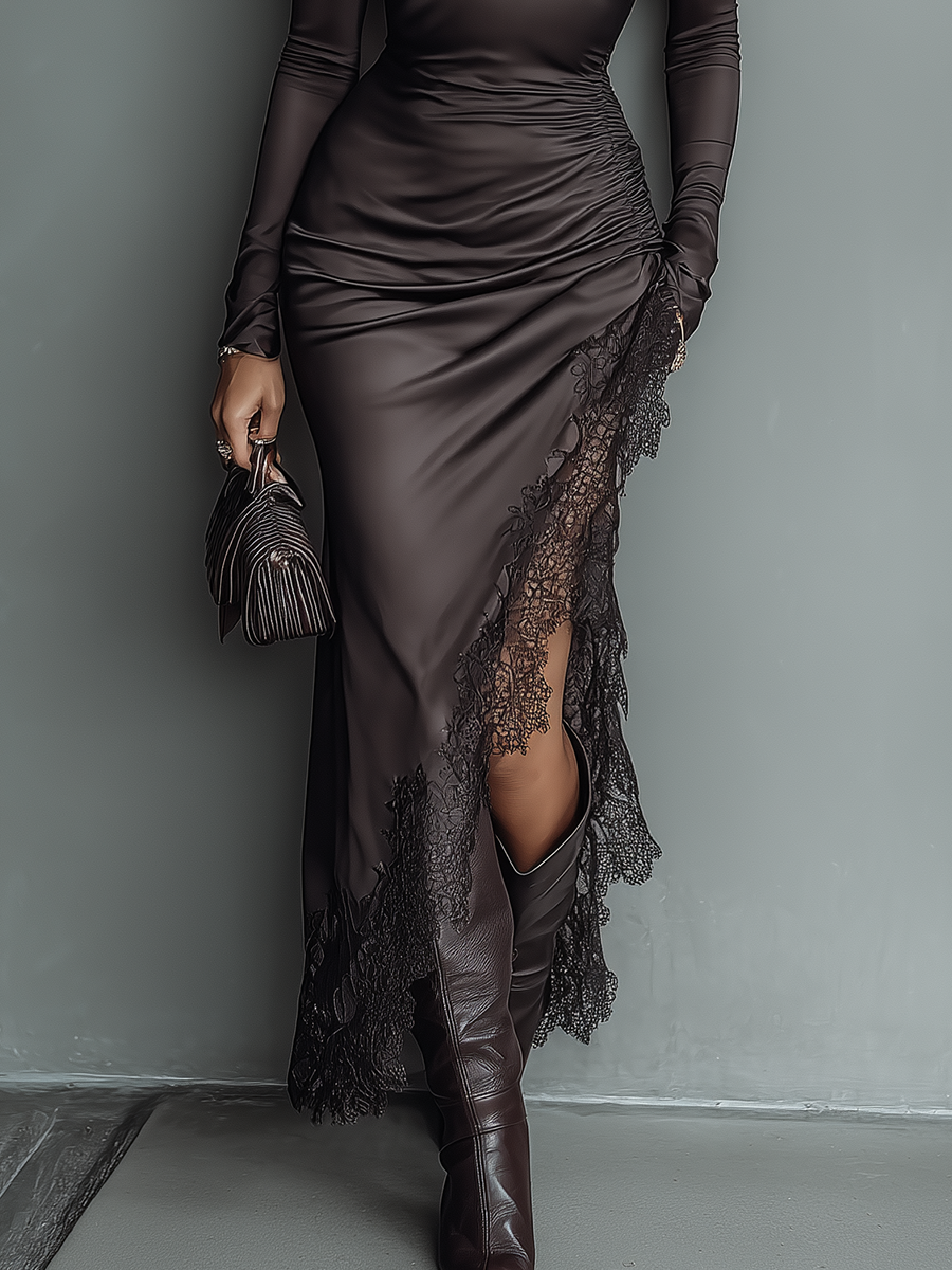 Tammy | Dark Brown Satin Irregular