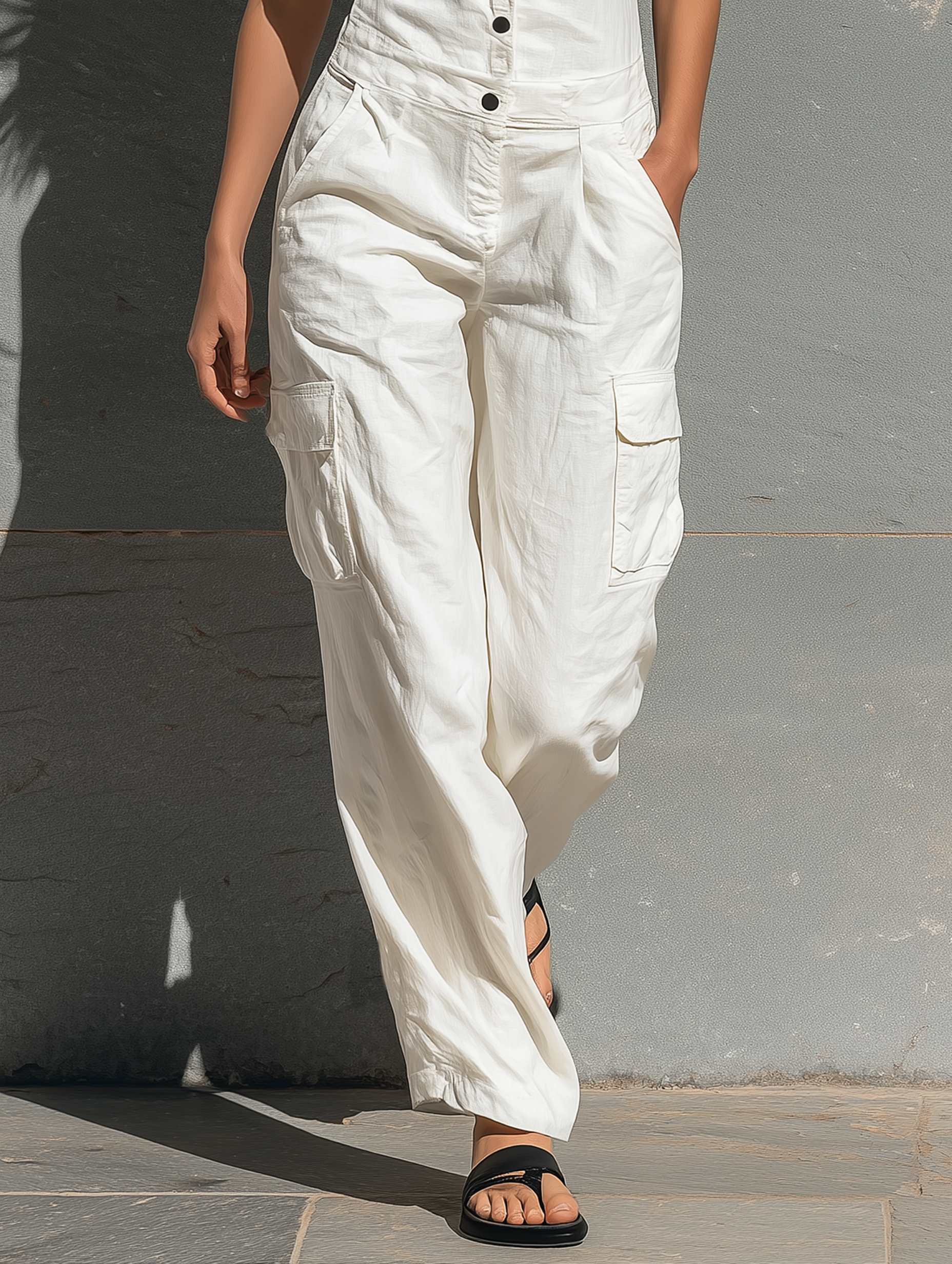 Jean | Cotton Blend Single-breasted Sleeveless