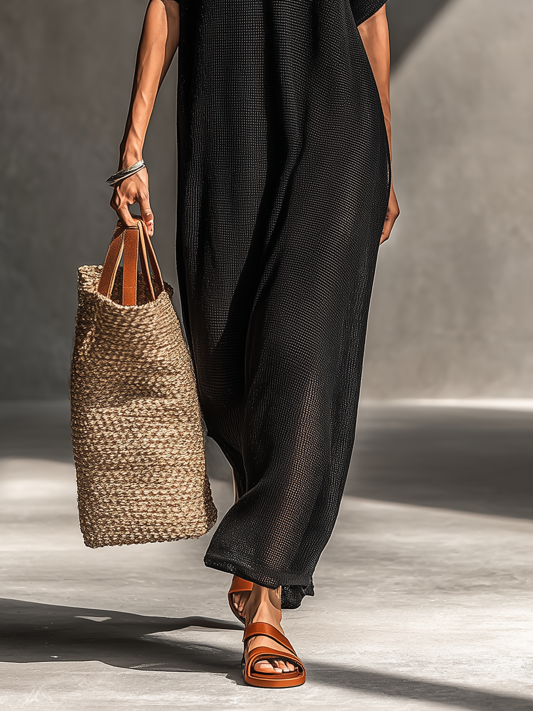 Jane | Sheer Knit Short-sleeved Maxi
