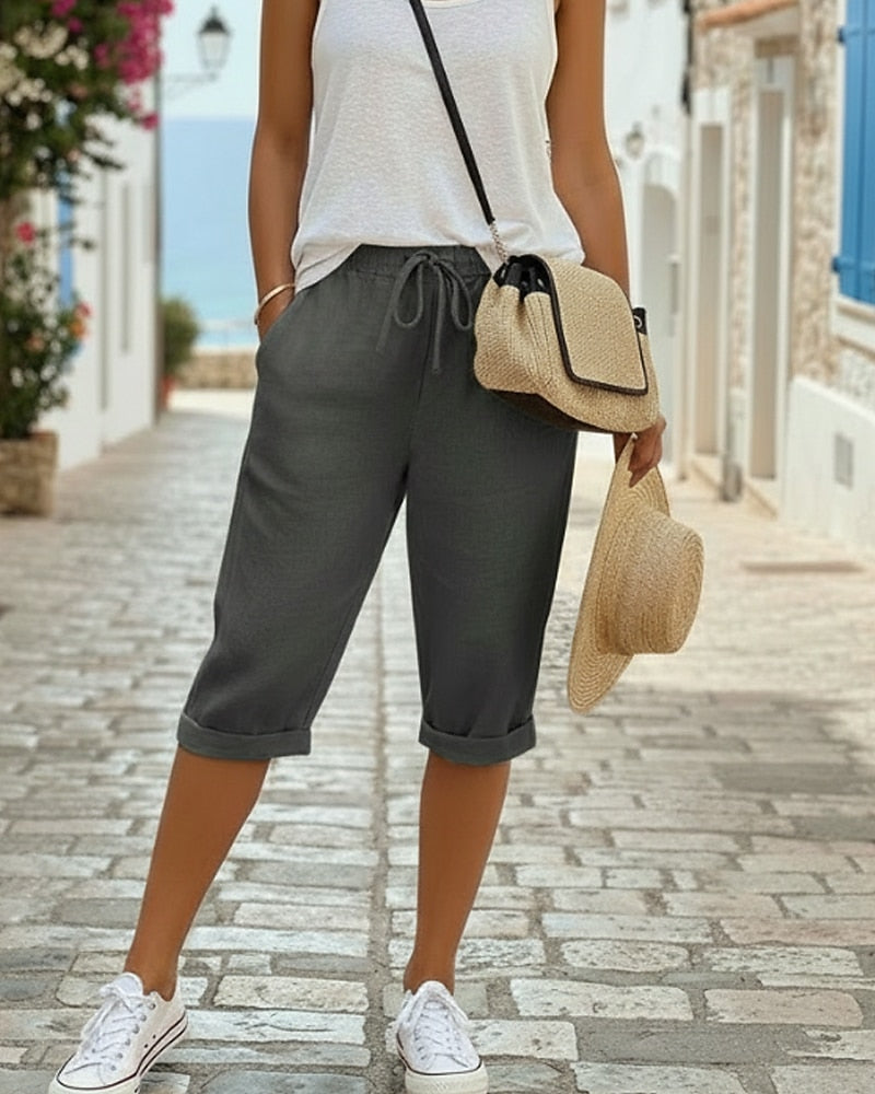 Elsa | Breathable Cotton Capri Pants