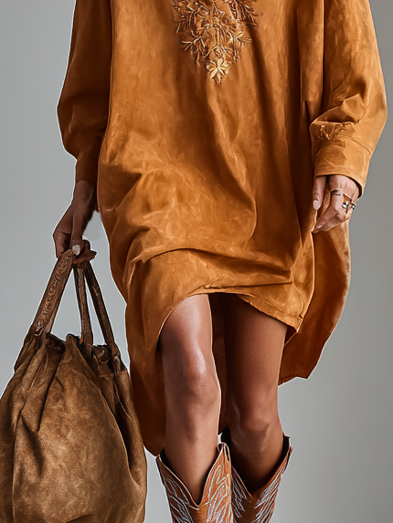 Kelly | Suede Loose Lapel V-neck