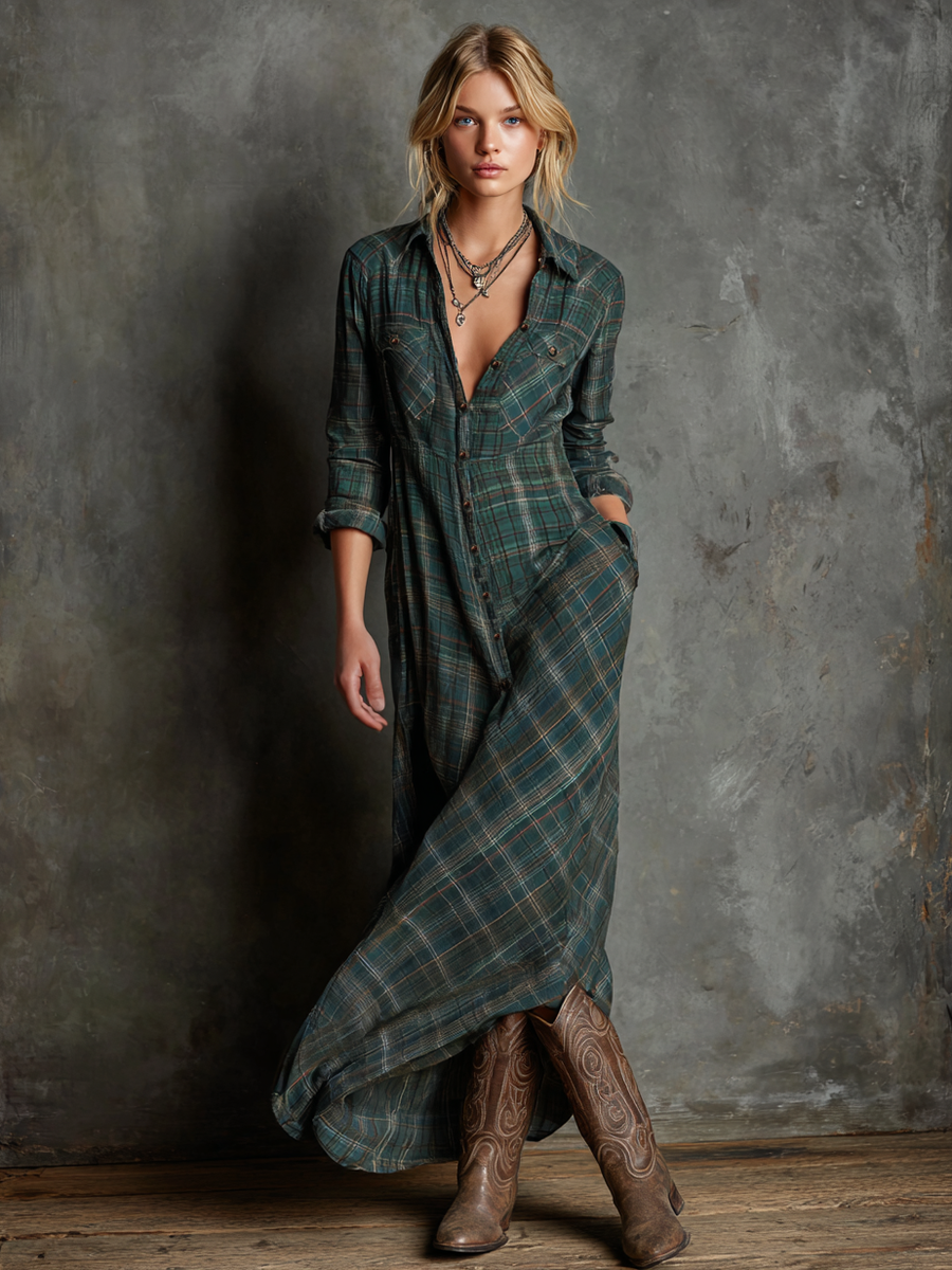 Holly | Plaid Lapel Single-Breasted Shirt