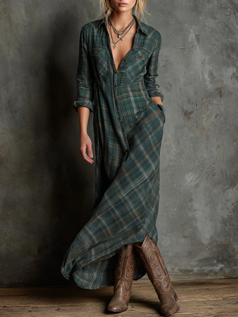 Holly | Plaid Lapel Single-Breasted Shirt