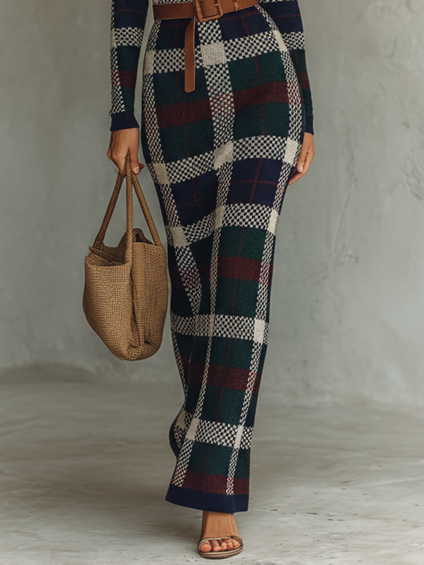 Giselle | Check Knit Belted Square