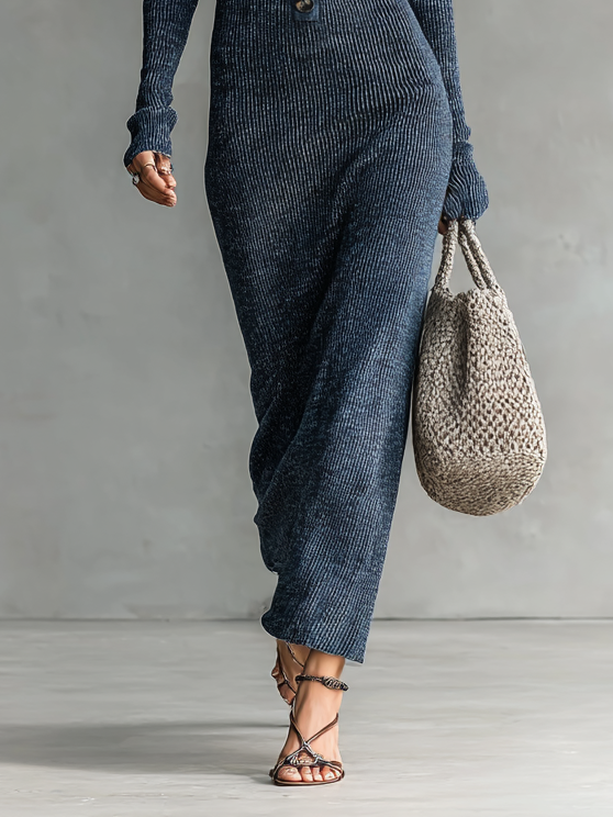 Ellie | Slim-fit Hooded Knitted Maxi