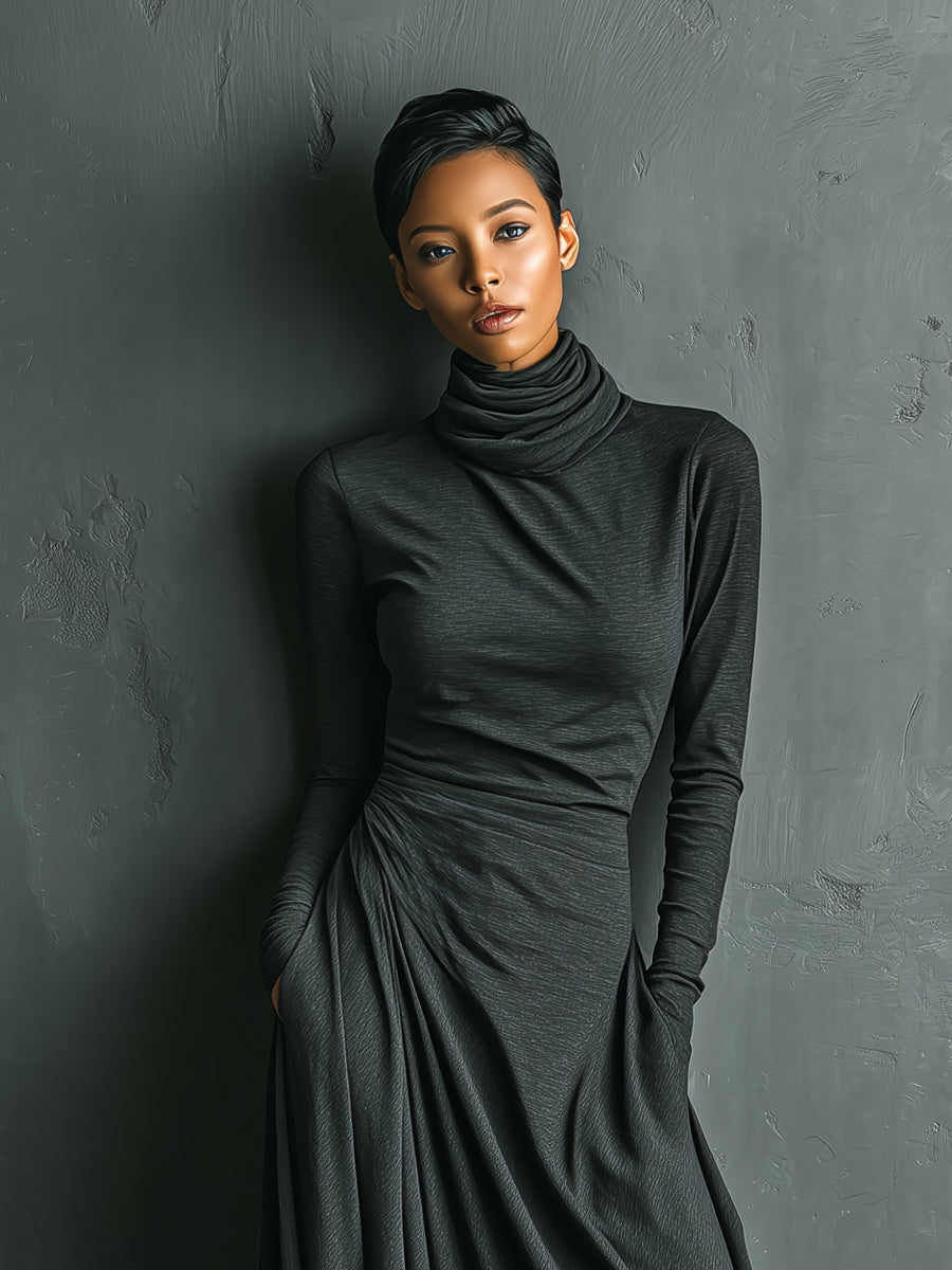 Rosie | Charcoal Elegant Stretch Polyester-Cotton