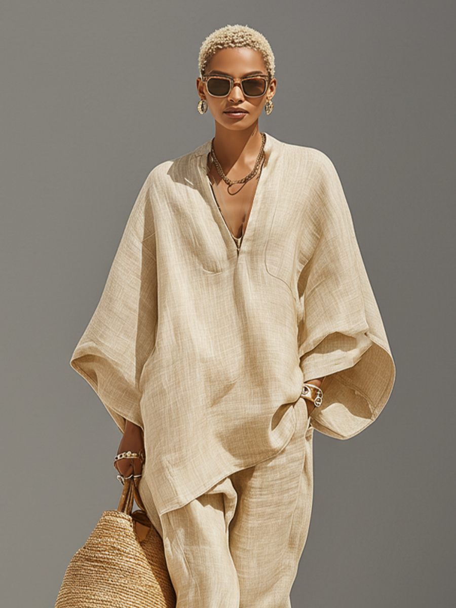 Arabella | Neutral Linen Set Asymmetric