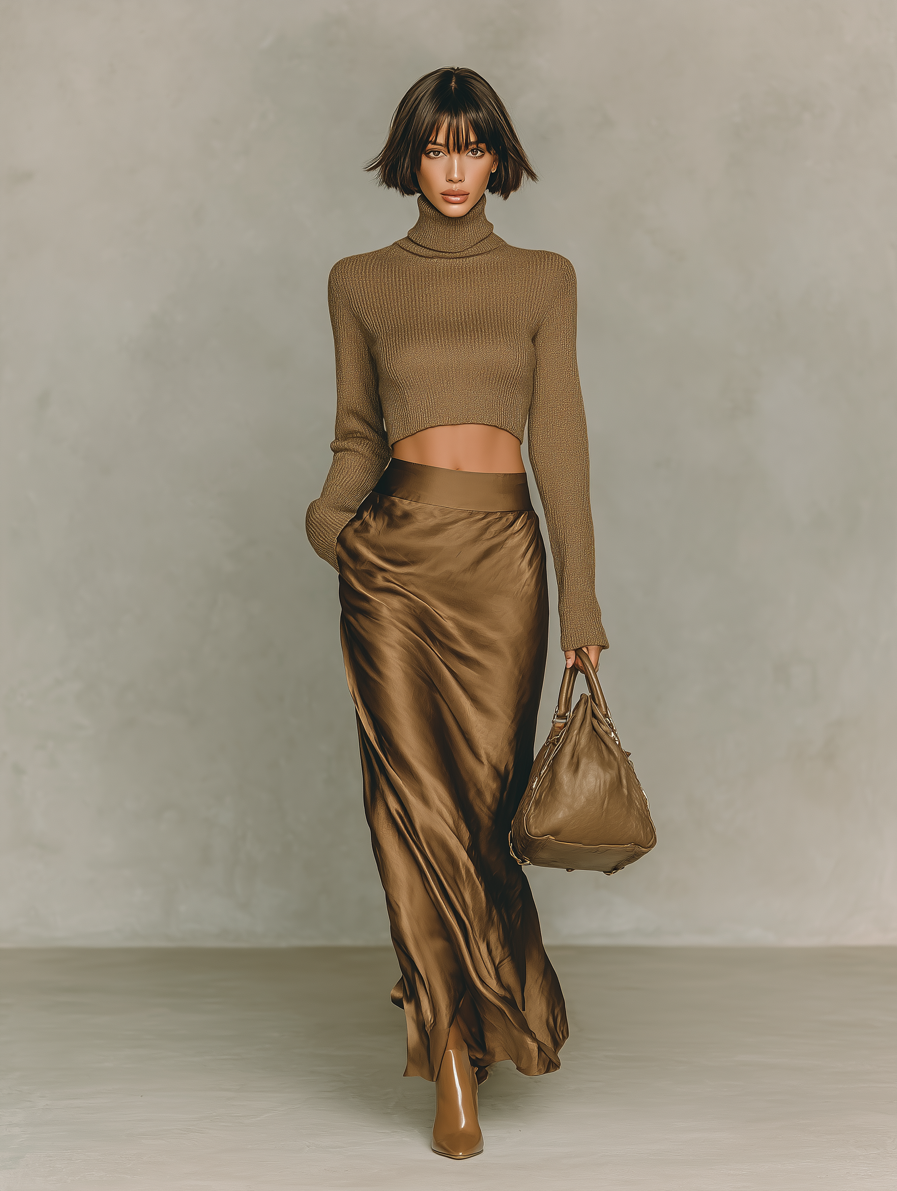 Gracie | Fashionable Gold-brown Turtleneck Long-sleeved