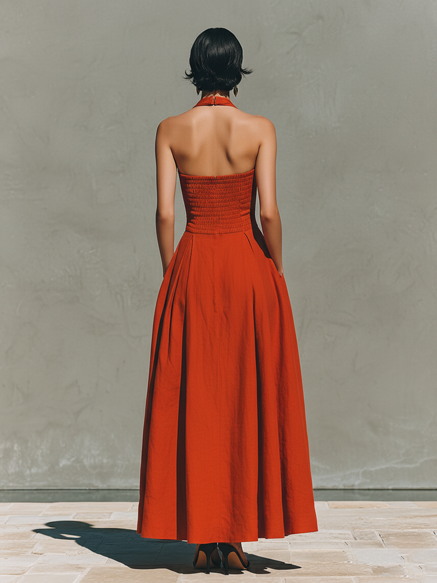 Kate | Red Linen Maxi Dress