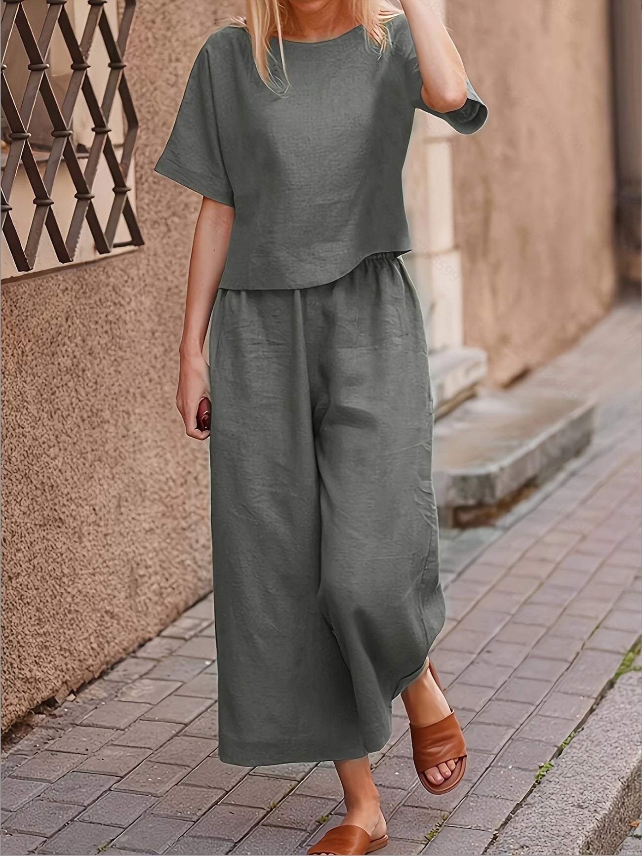 Elena™ | Elegant Solid Wide-Leg Pantsuit