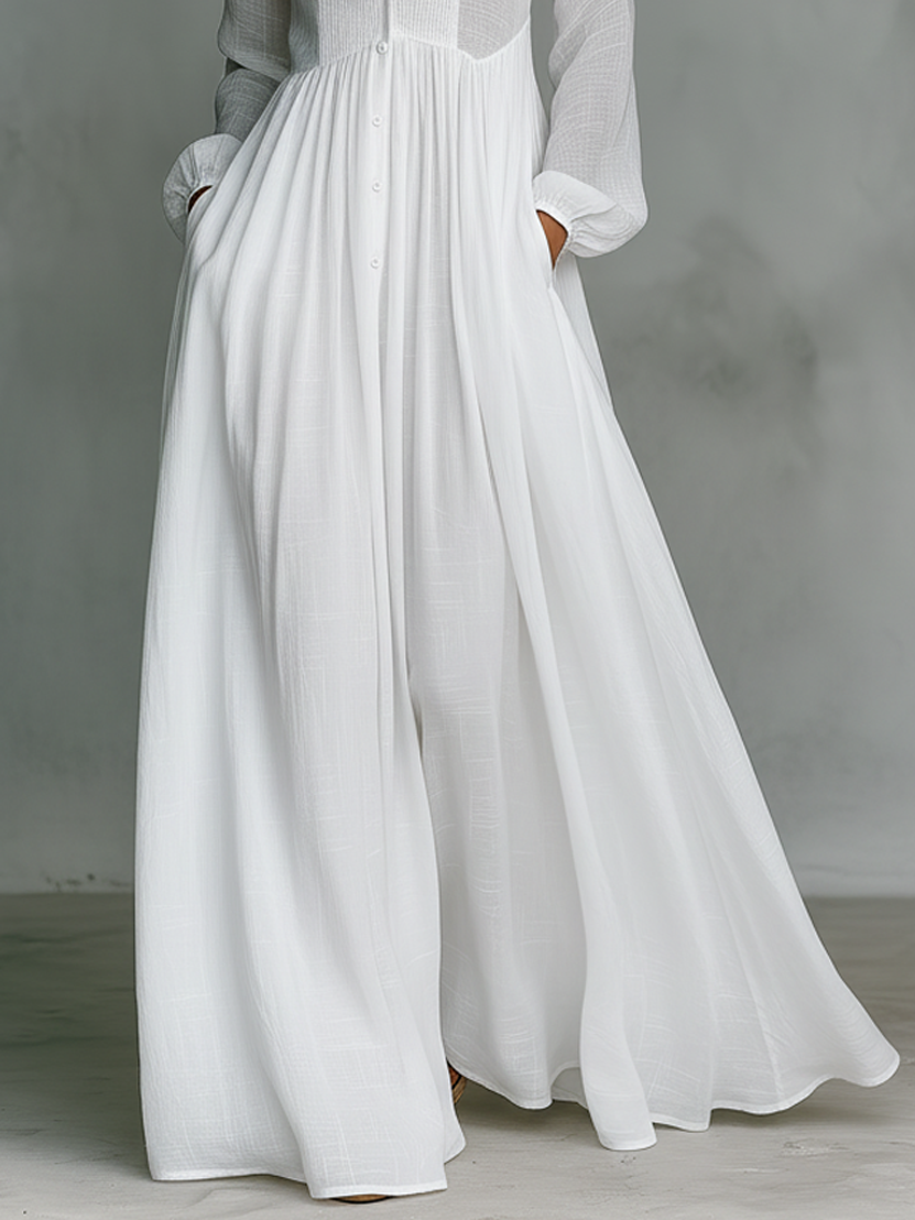 Agnes | Cotton Linen Patchwork Single-breasted