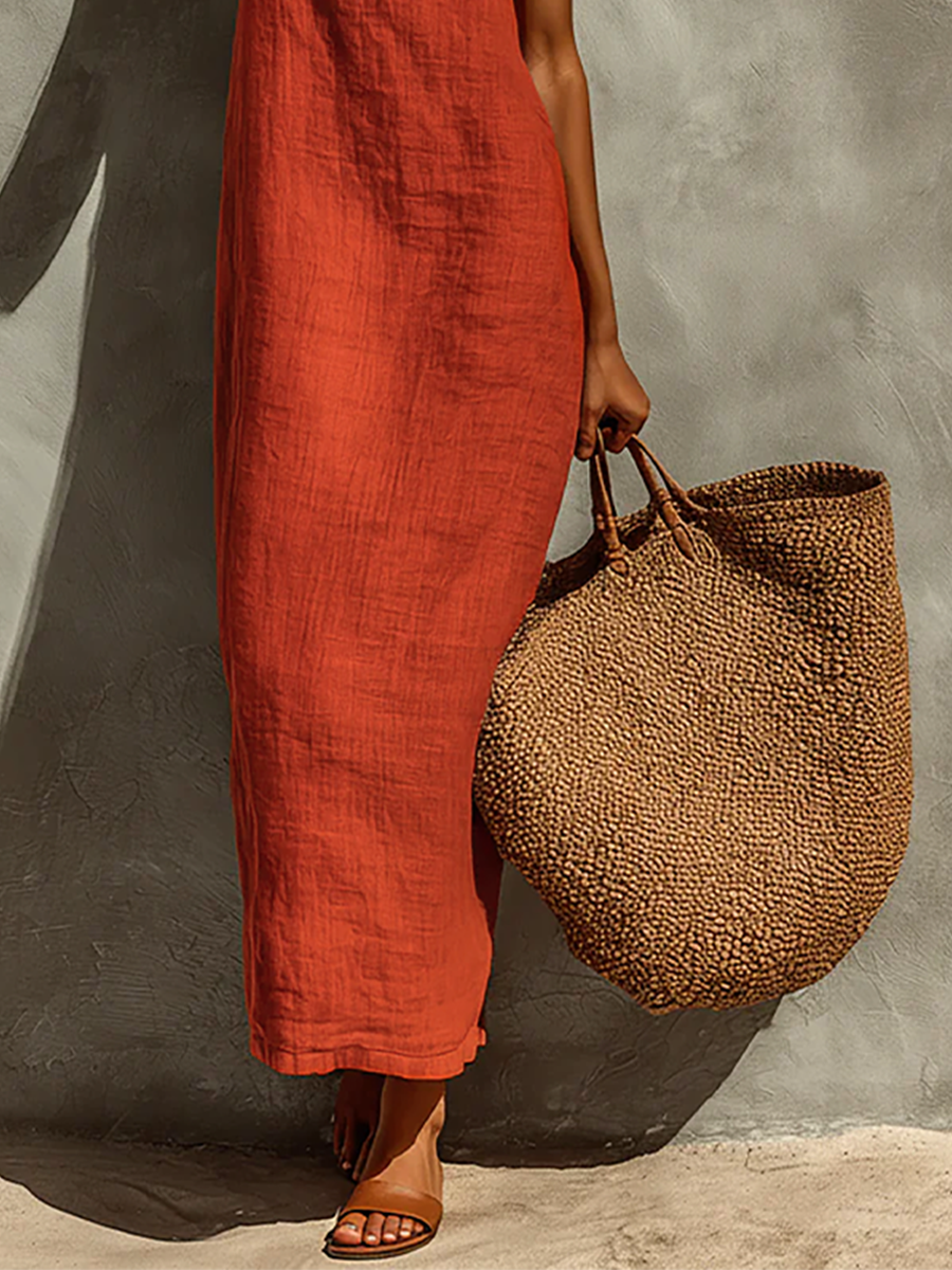 Agatha | Red Cotton Dress Spaghetti