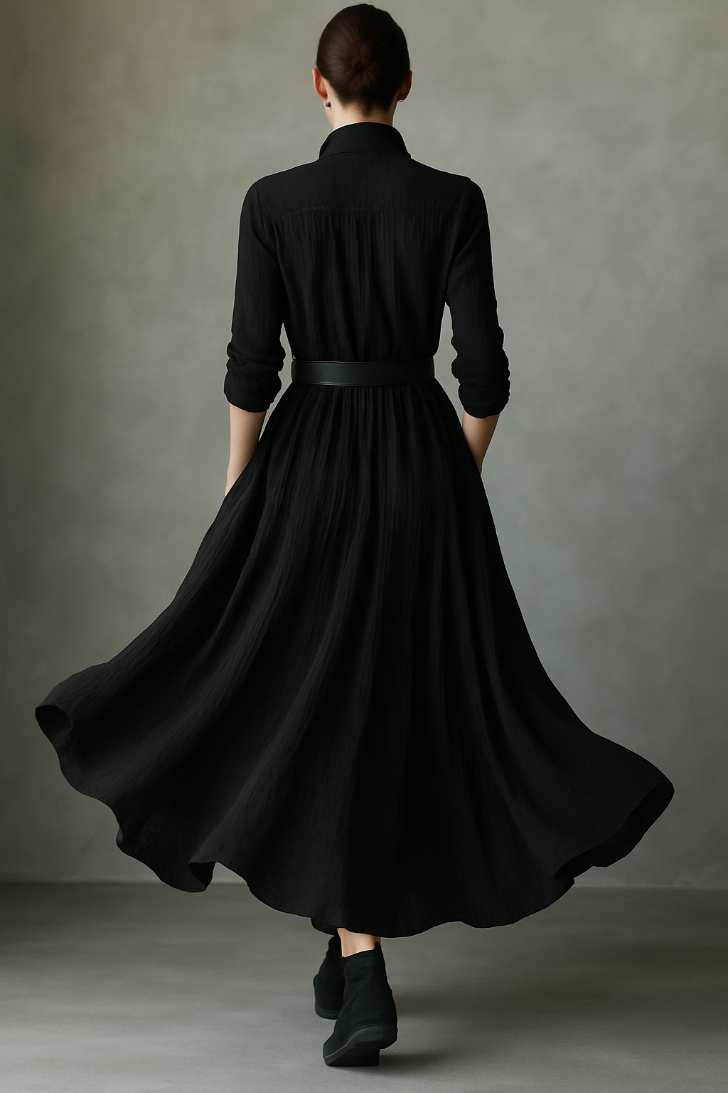 Zara | Black Blend Textured Pleated