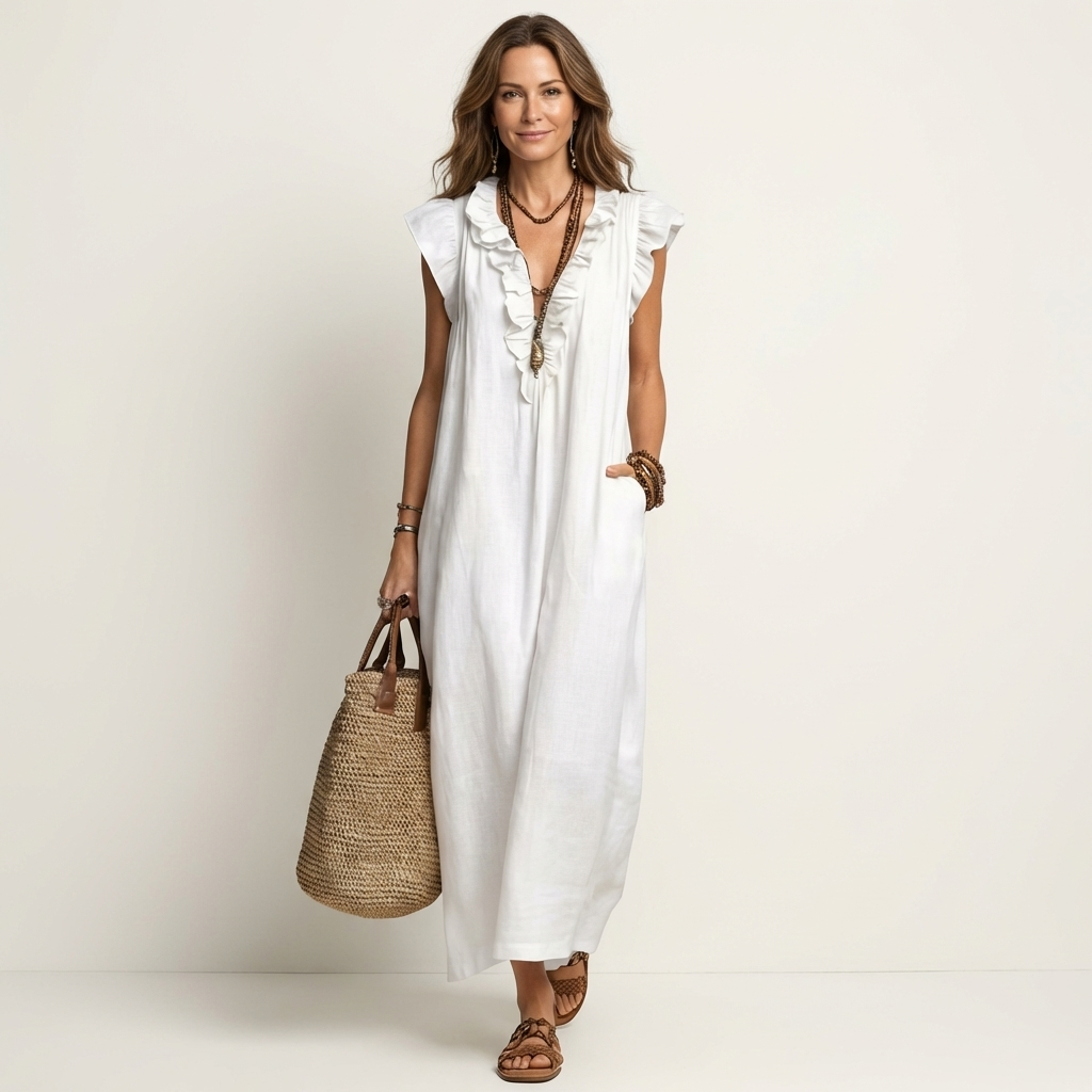 Josette™ | Ruffle V-Neck Maxi Dress