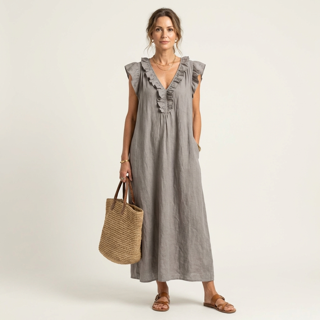 Josette™ | Ruffle V-Neck Maxi Dress
