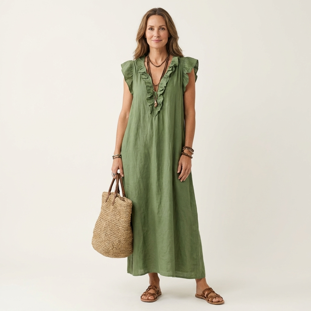 Josette™ | Ruffle V-Neck Maxi Dress