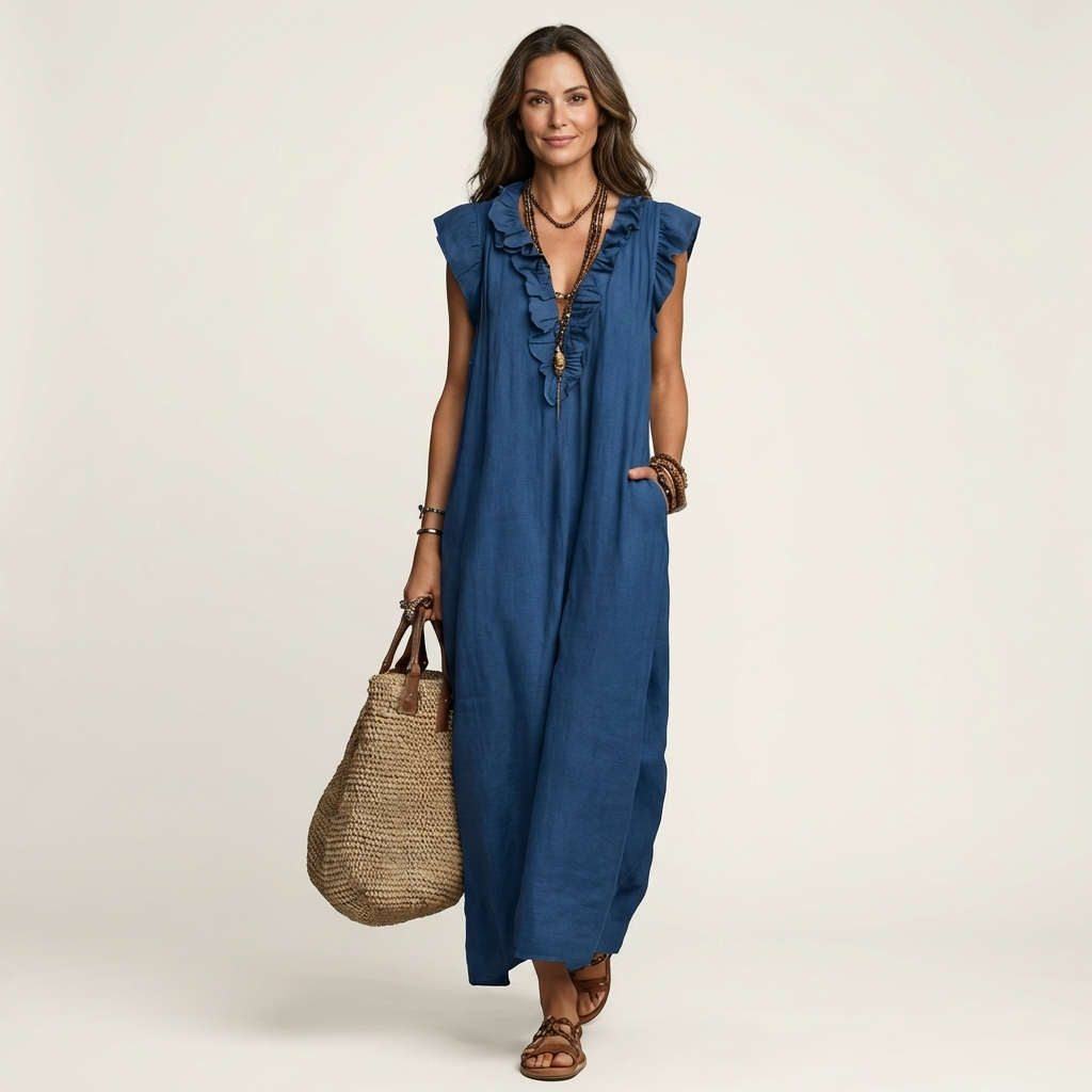 Josette™ | Ruffle V-Neck Maxi Dress