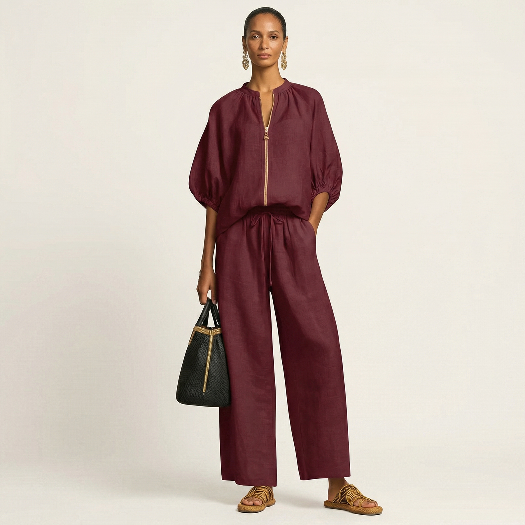 Marlowe™ | Zipper-Front Puff Sleeve Set