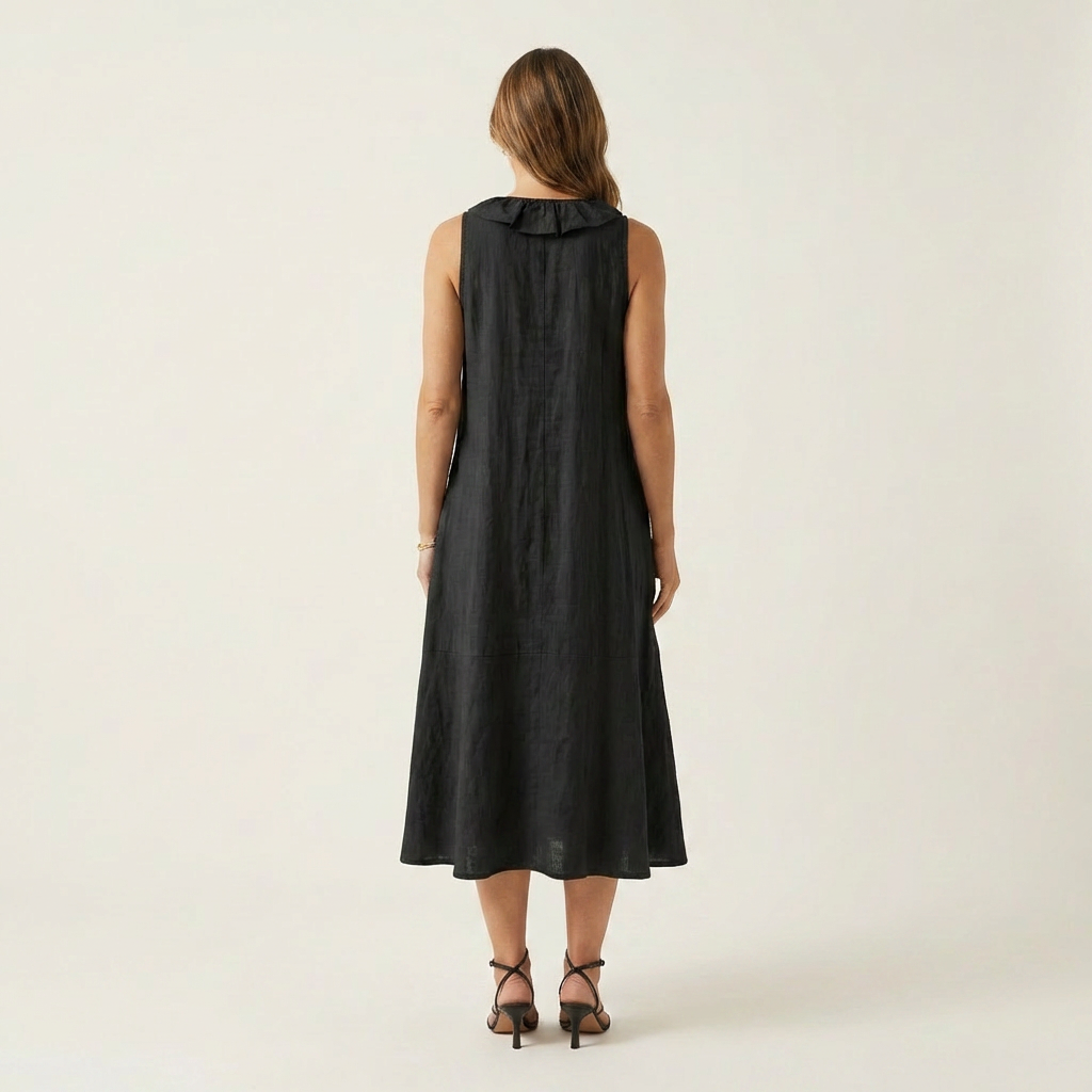 Vicky™ | Ruffle-Front V-Neck Sleeveless Maxi Dress